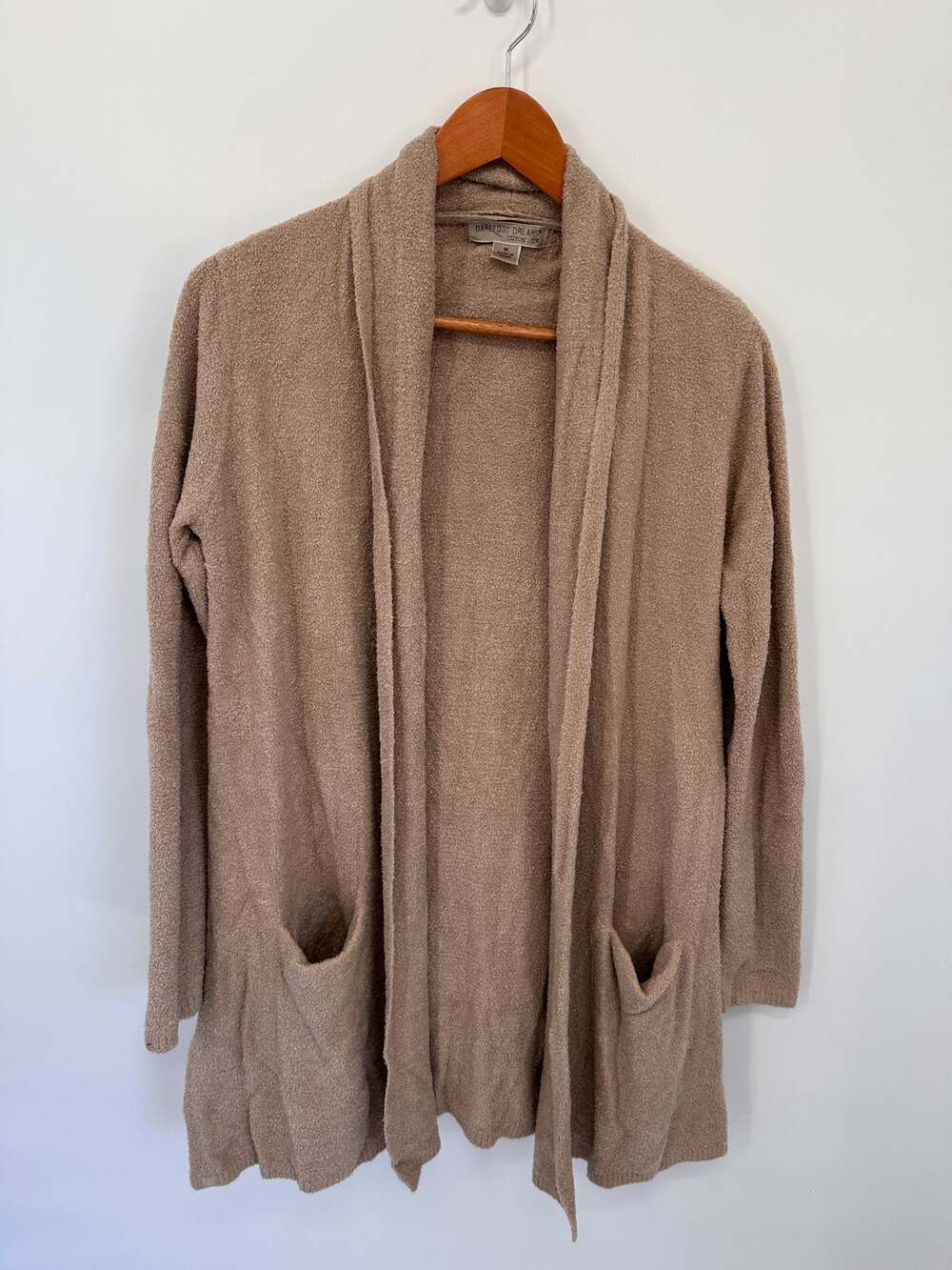 BAREFOOT DREAMS CozyChic Long Open Tan Cardigan // M